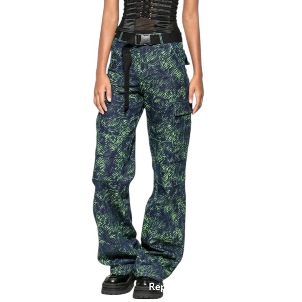 New I.AM.GIA Sinead Cargo Jean in Green Tiger Baggy Small